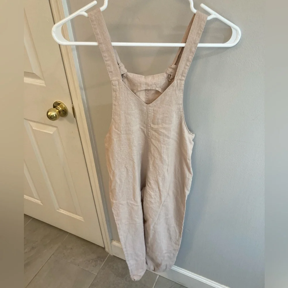 Vanilla Star Girls Linen Blend Sleeveless Jumper Cream Tan Color Sz Small
